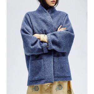 Horses Atelier Women’s Patch Pocket Violet Grey Blue Italian Alpaca Wool Mohair
